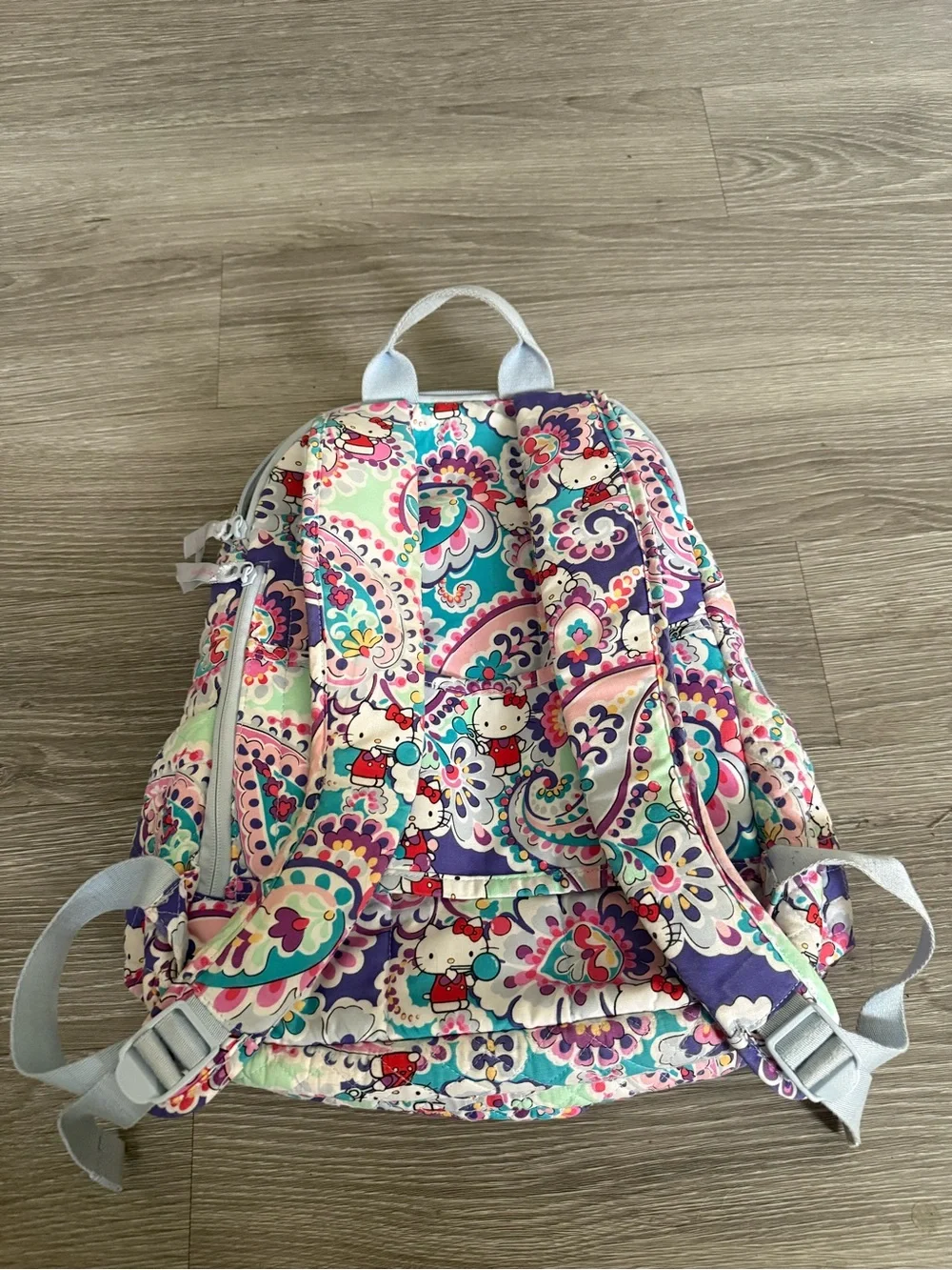 Hello Kitty Floral Paisley Quilted campus  Backpack - Pink, Purple, Teal